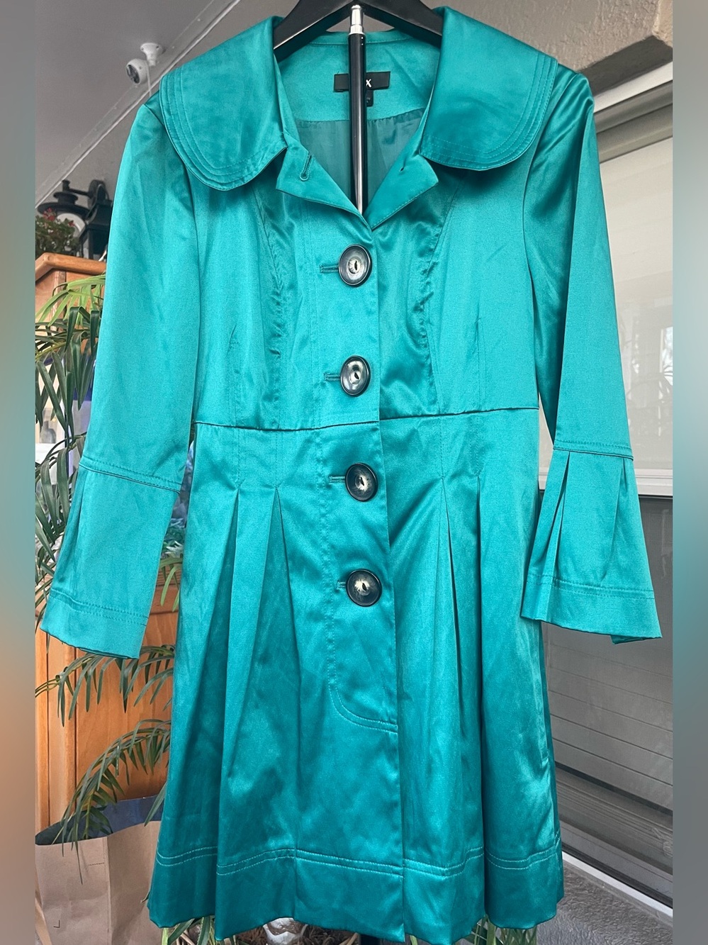 BCX Teal Satin-Look Blouse